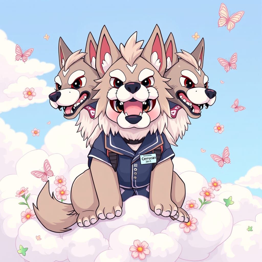 Cerberus in Adorable Anime Style
