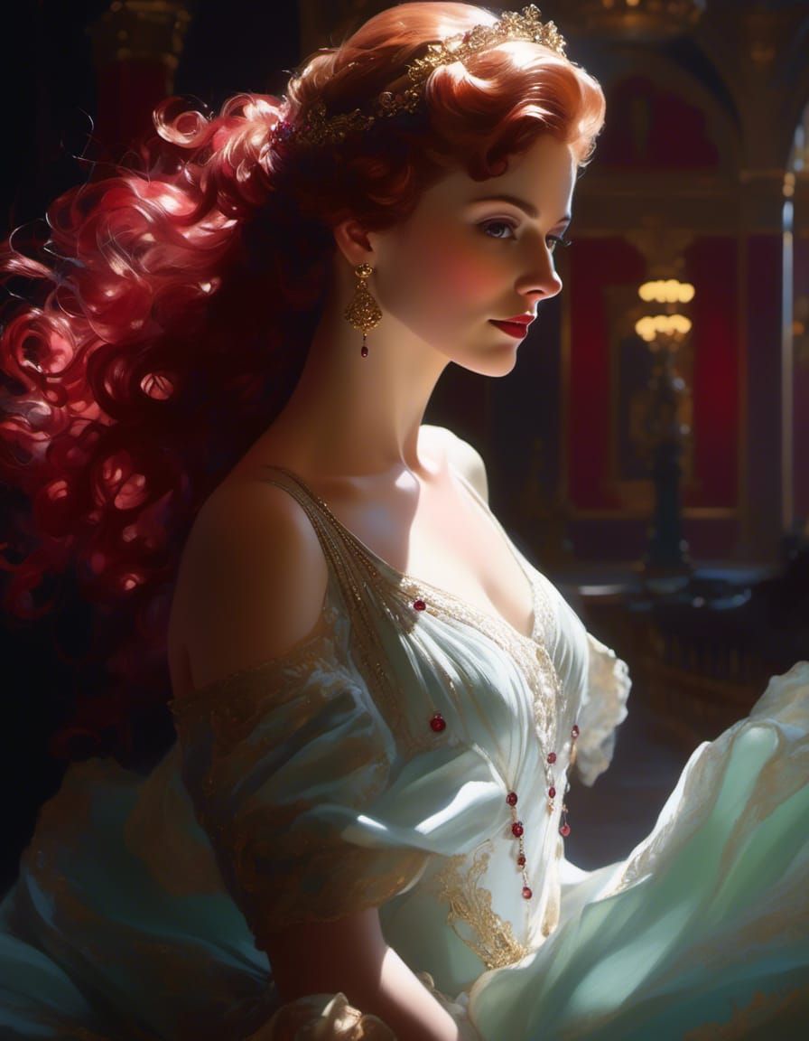 Gilded Age Lady Portrait with Dramatic Lighting