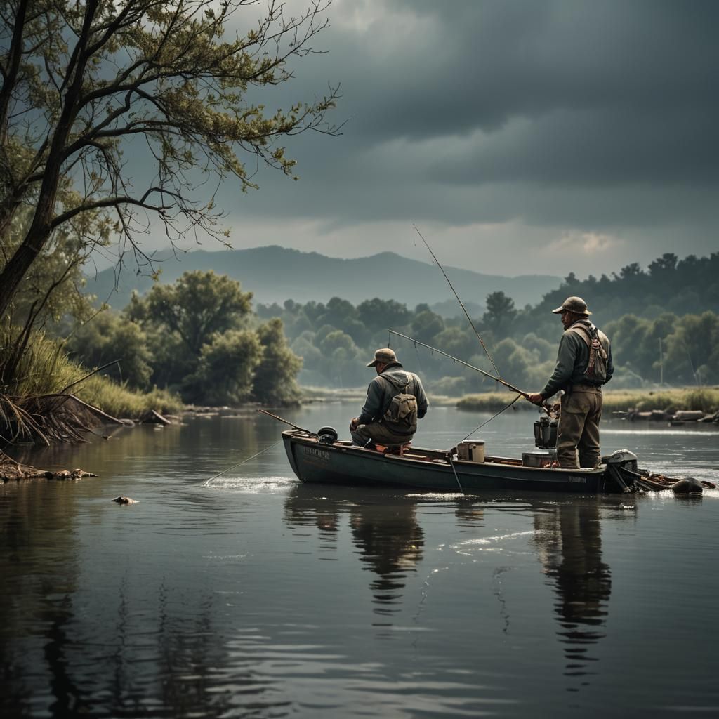 Hyperrealistic Fishing Scene in Cinematic Style