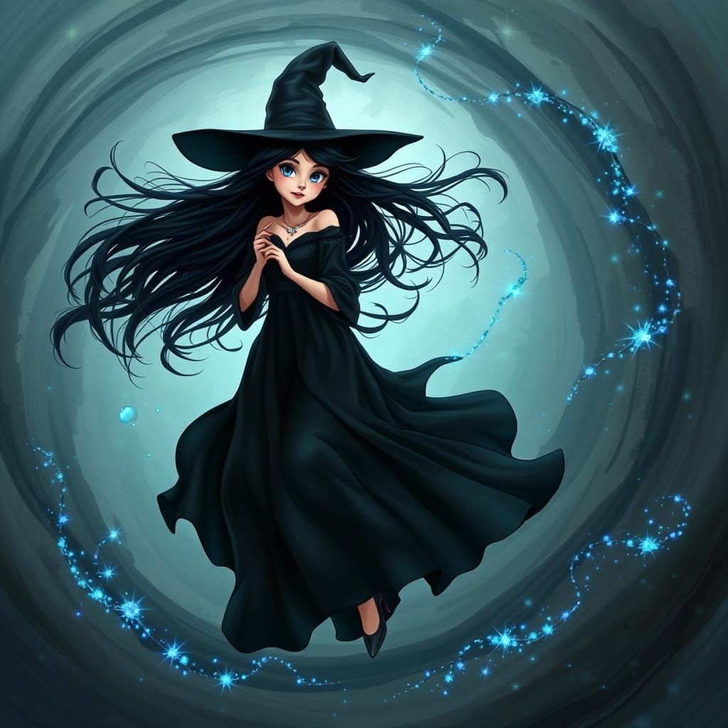 Floating Witch in Mystical Whimsy