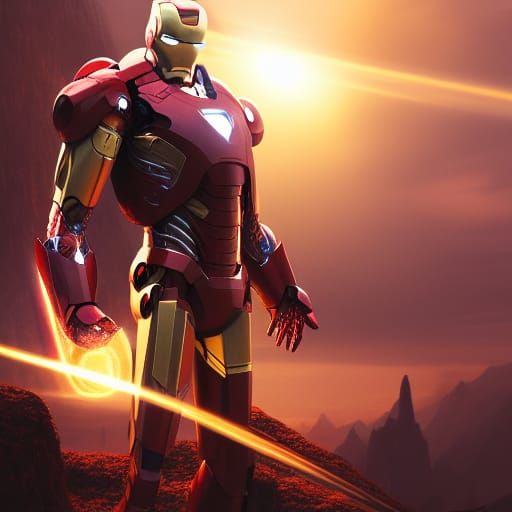 Iron Man Knight in Beam of Light