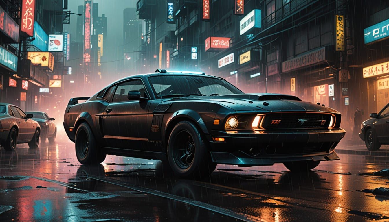 High-Speed Car Chase in Dark, Rainy Night