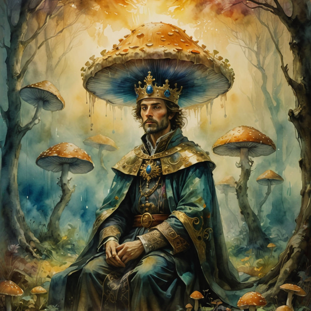 Surreal King in Watercolor Dream