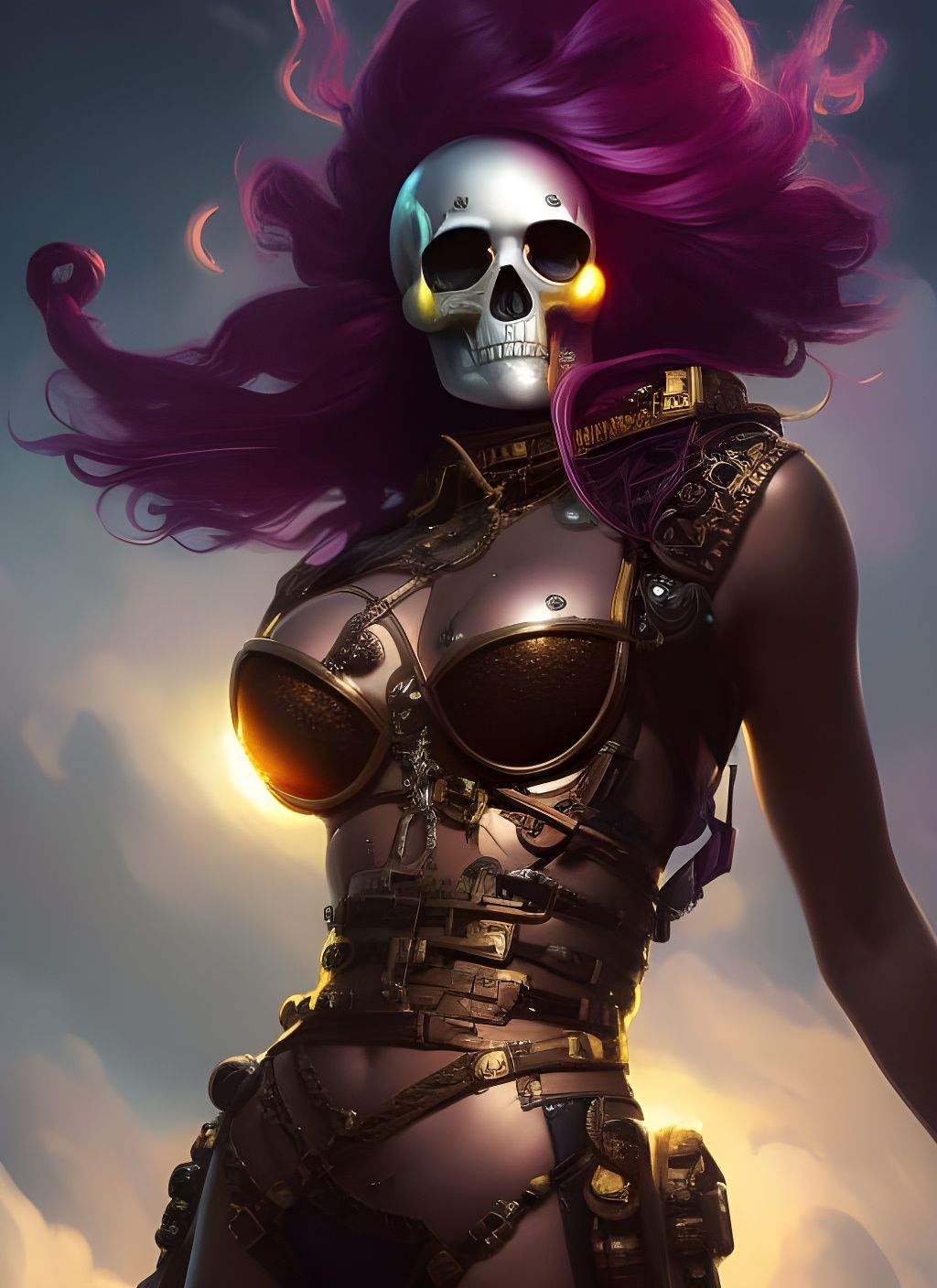 Flowerpunk Astronaut Pirate Skull Portrait