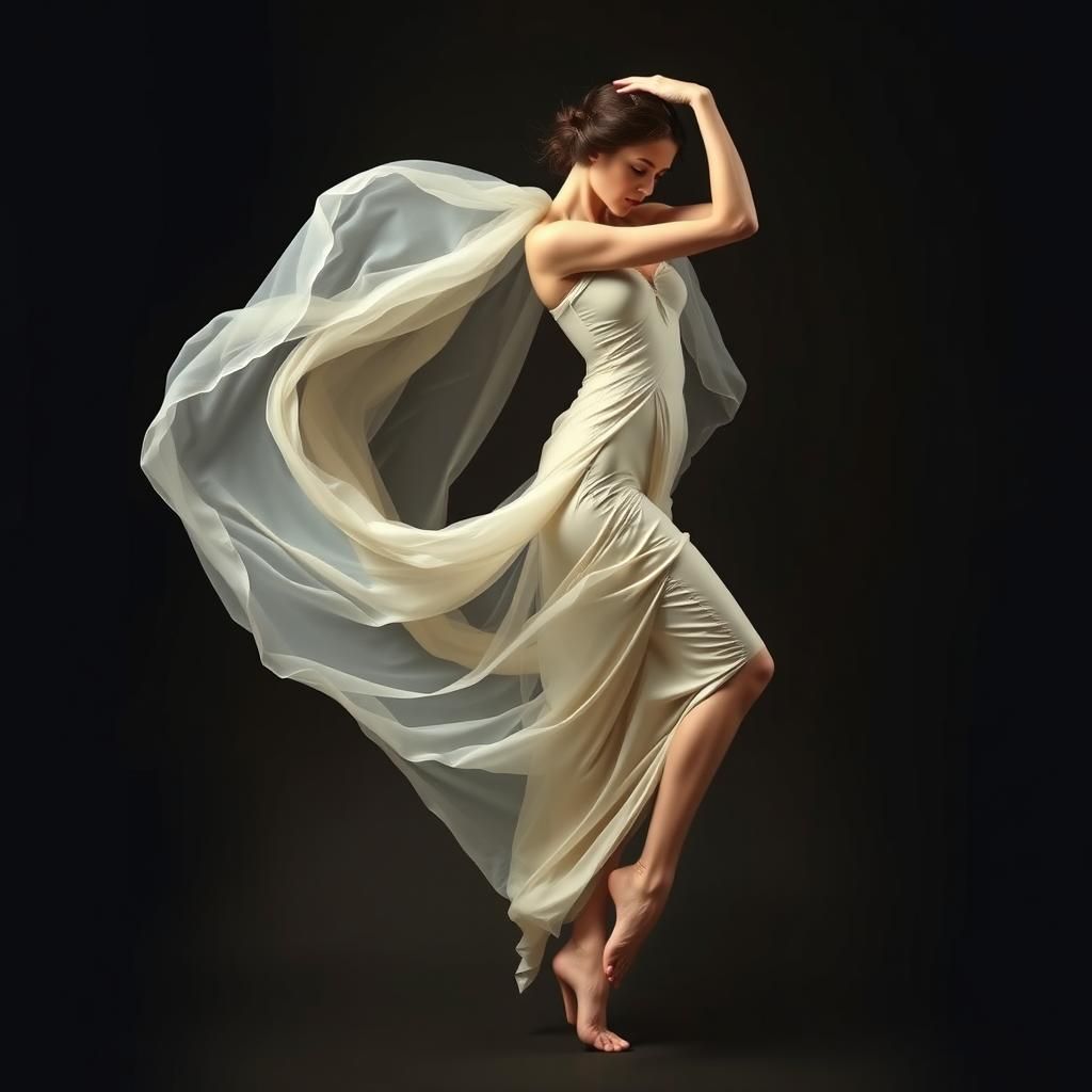 Ethereal Woman in Flowing Garments: Digital Art