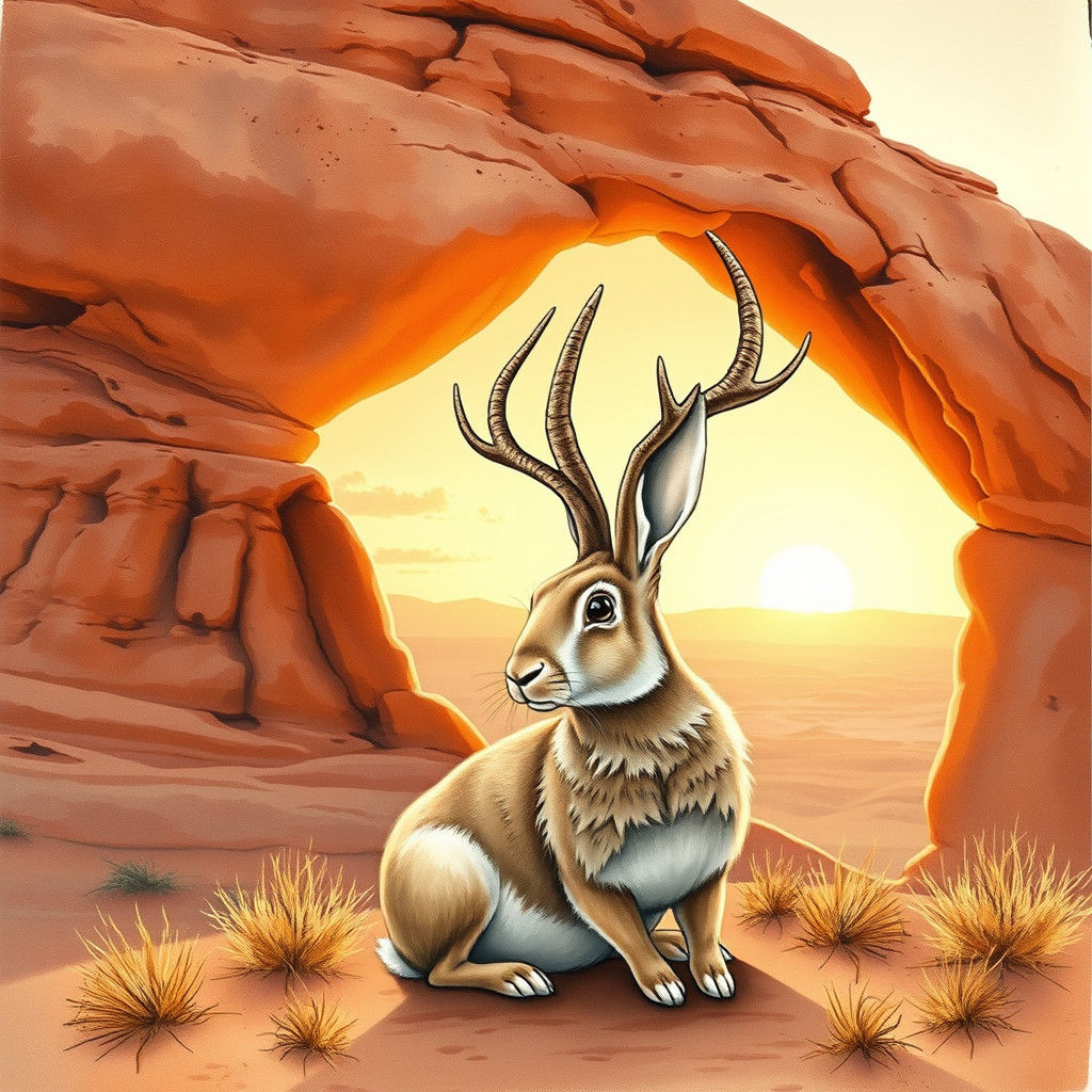Jackalope at Arches National Park Illustration