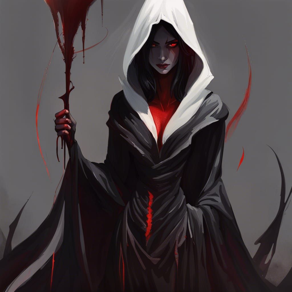 Mysterious Vampire Woman in Shadowy Robe