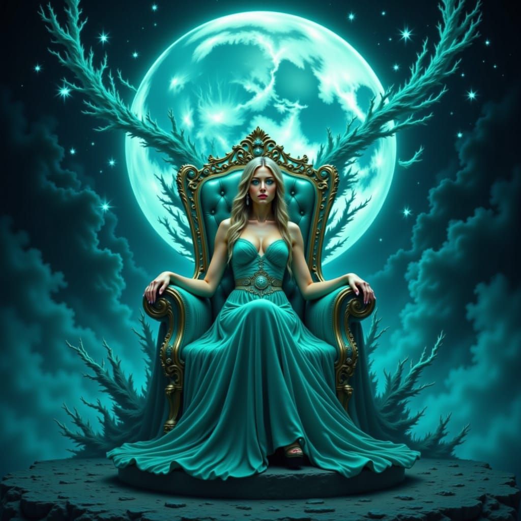 Goddess of Night Reclining on Star Throne