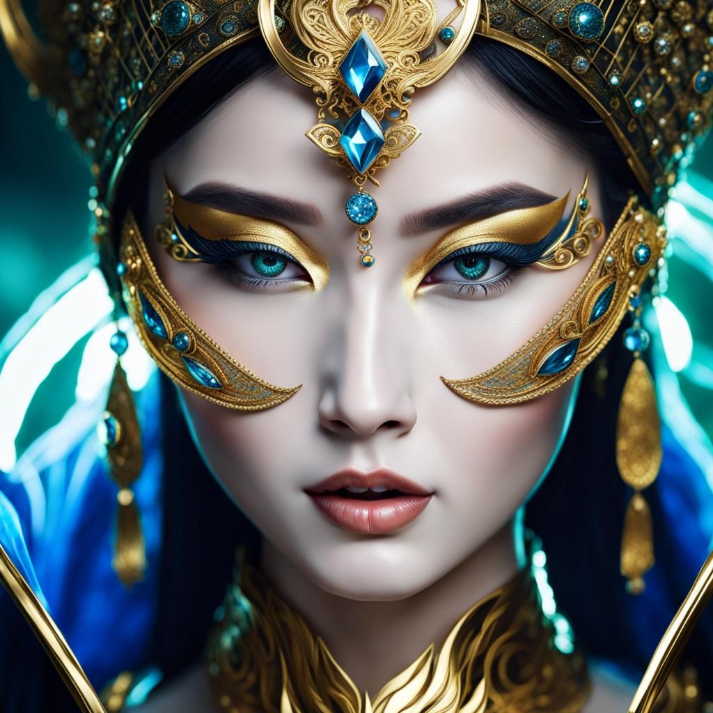 Goddess with Diamond Skin and Broken Mask