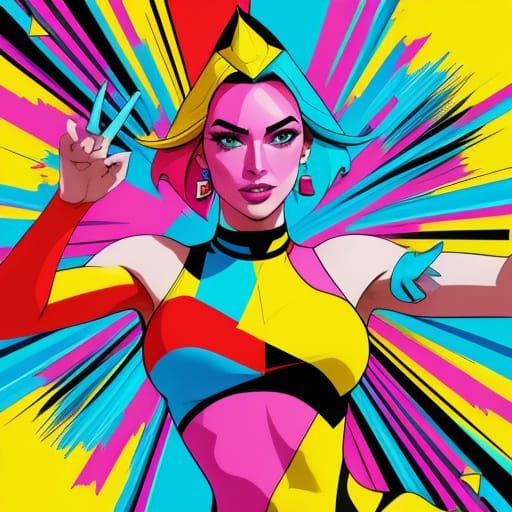 Woman Dancing in Vibrant Pop Art Style