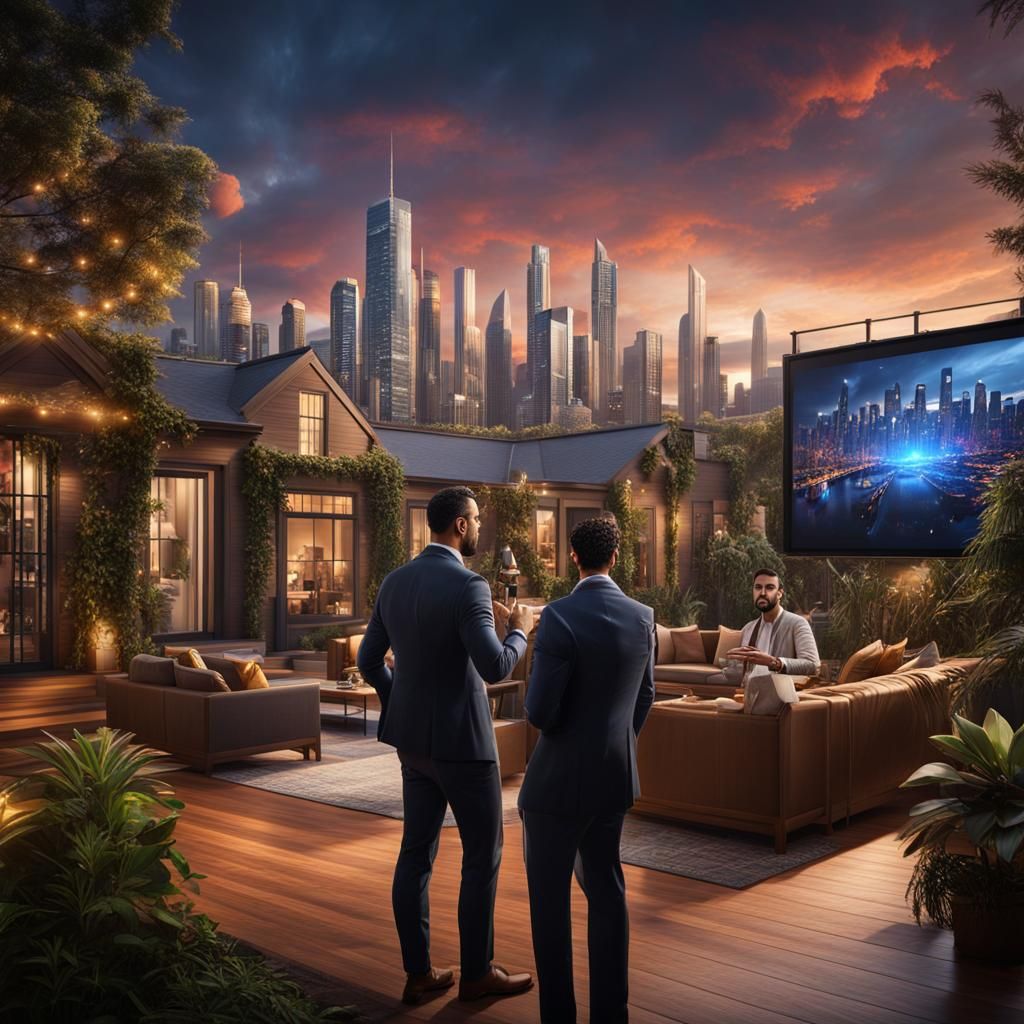 Hyperrealistic Real Estate Agent Surrounded by Network