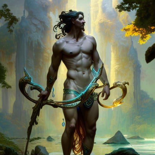 Naiad Man in Mythical Kingdom Concept Art
