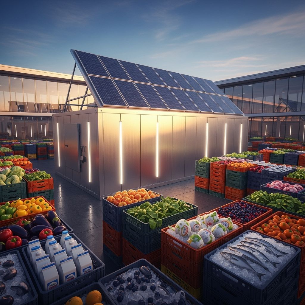 Solar Cold Storage Container at Modern HQ, Golden Hour