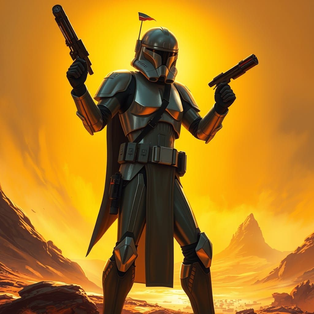 Republic Trooper in Heroic Pose on Alien World