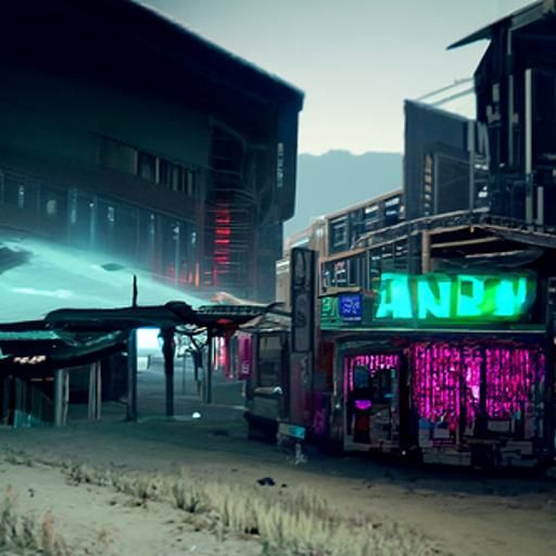 Abandoned Cyberpunk Cityscape in Neon Apocalypse
