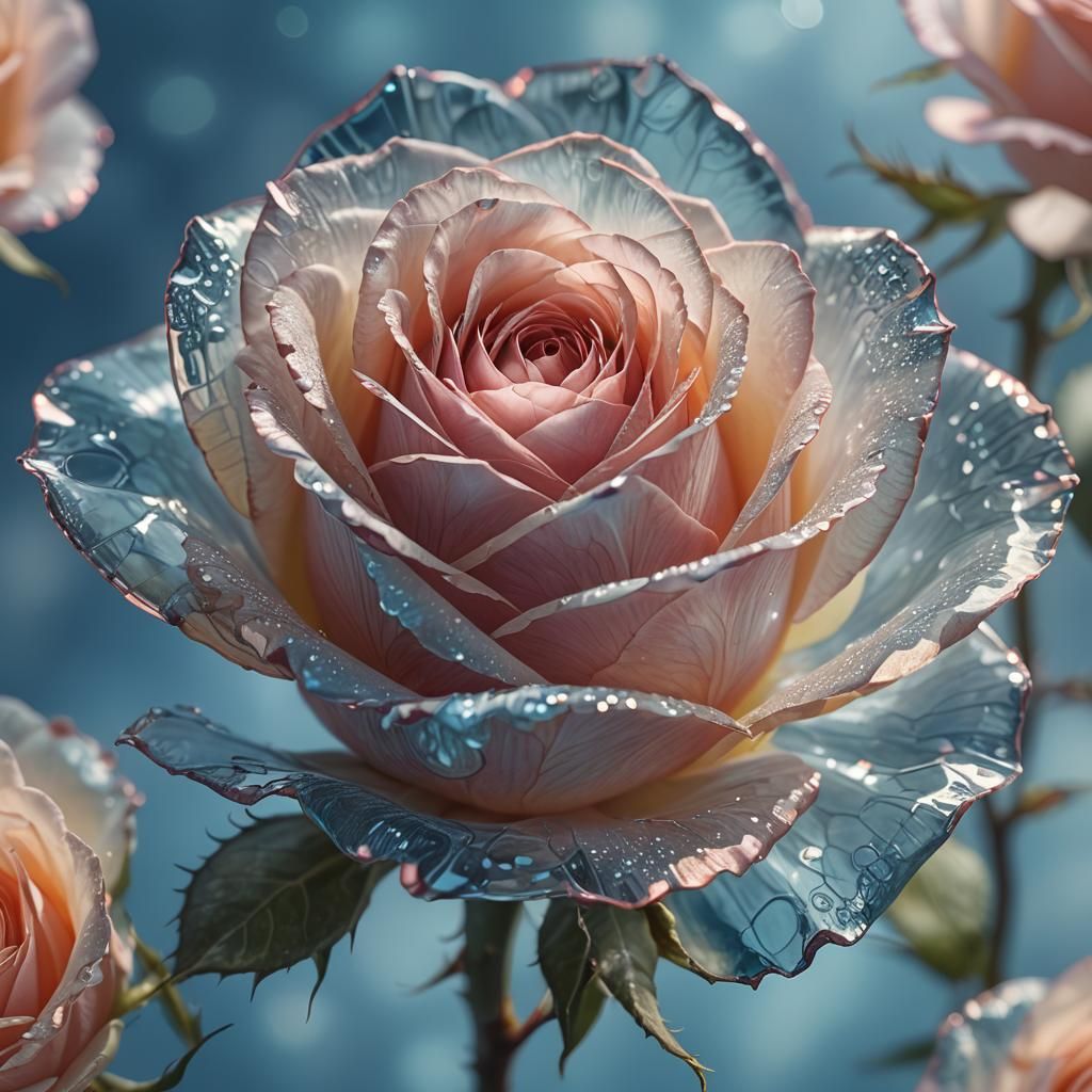 Delicate Clear Glass Rose in Fantasy Art