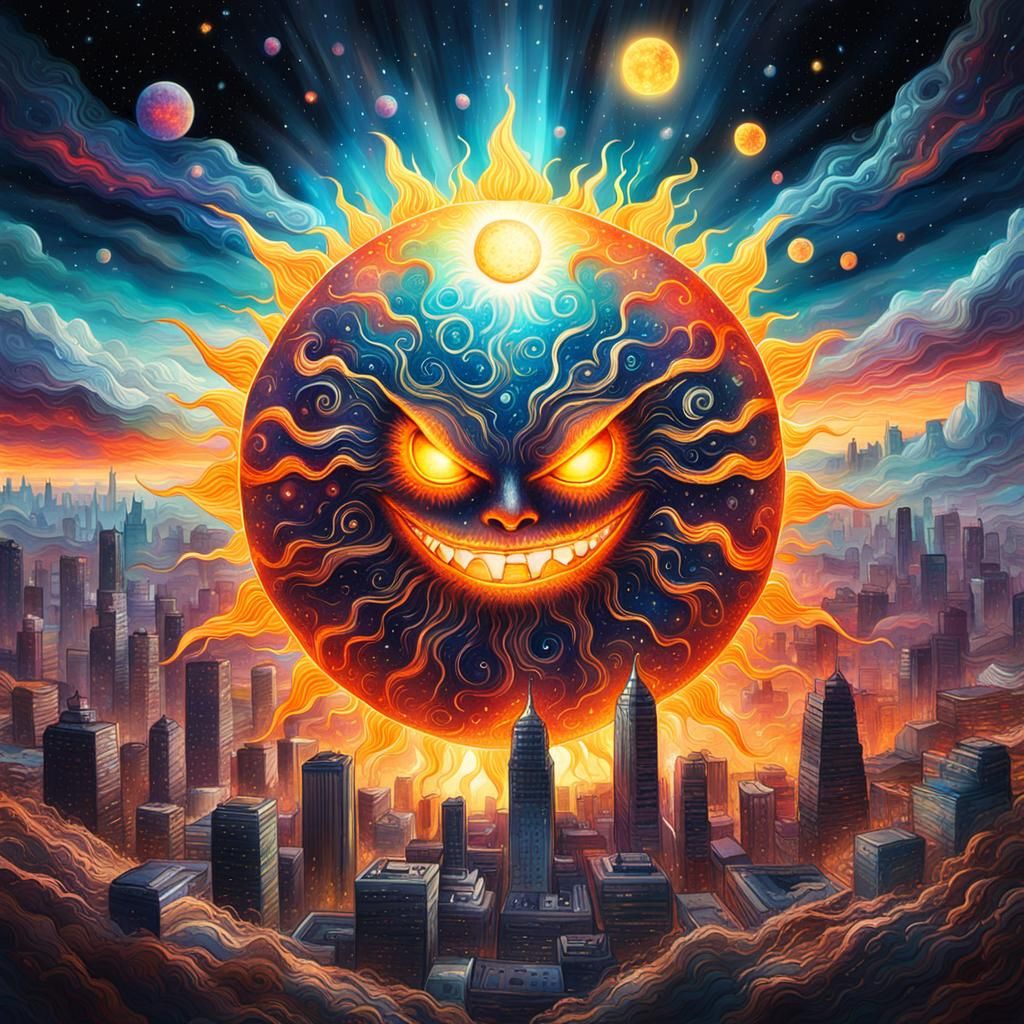 Doomed City Under Evil Sun, Holographic Illustration