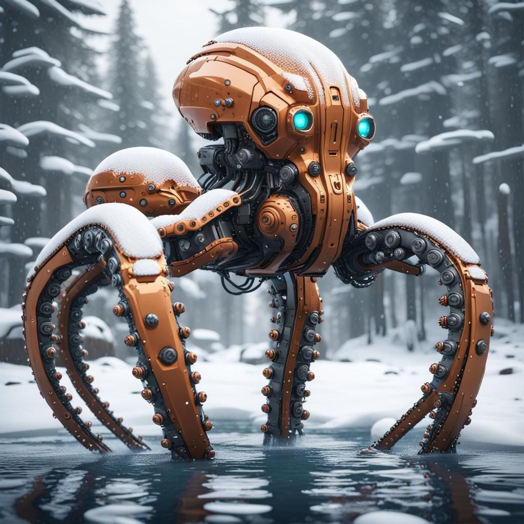 Octopus in Mech Suit: Futuristic Sci-Fi Rendering