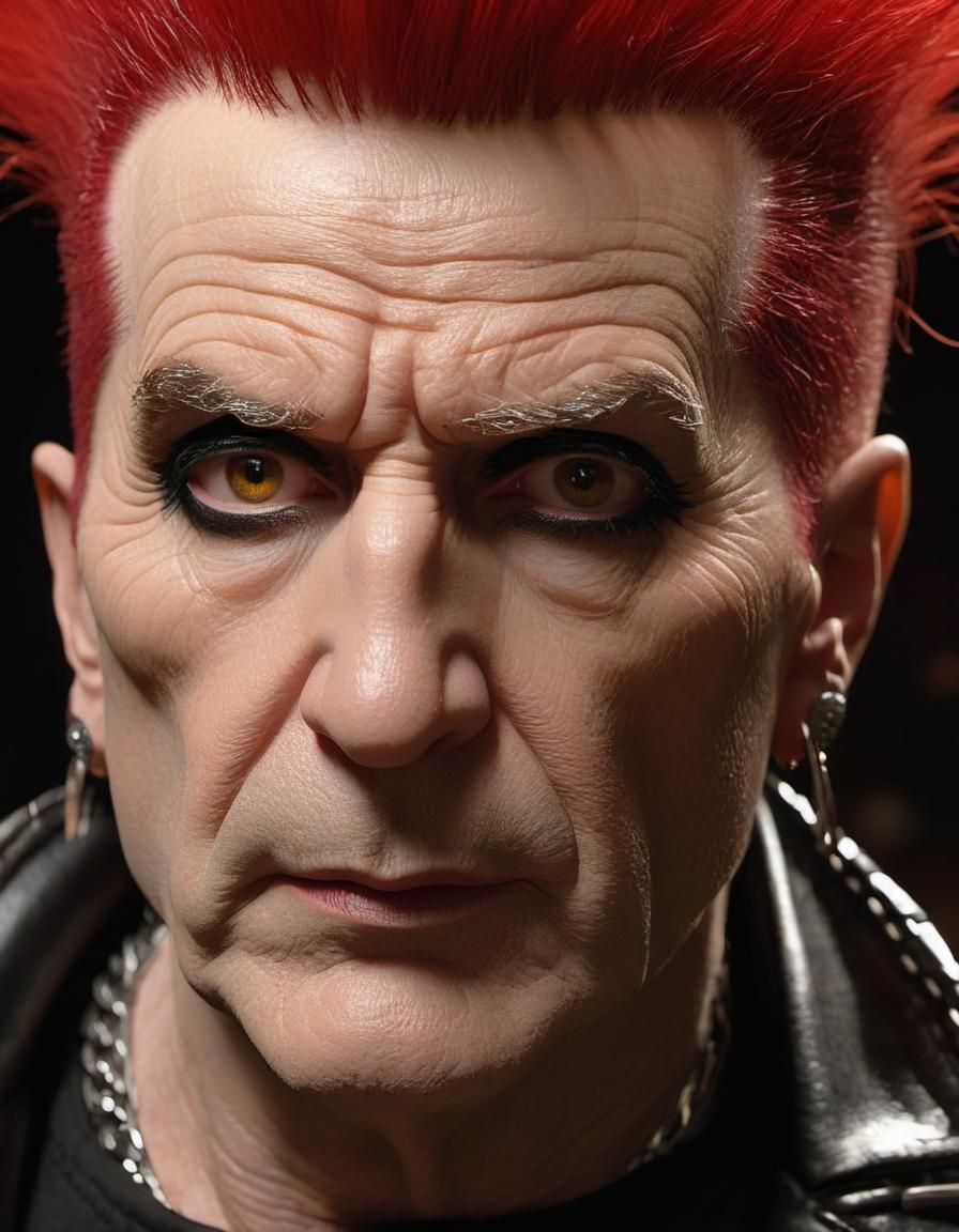 Photorealistic Punk Rocker Portrait in Macro Detail