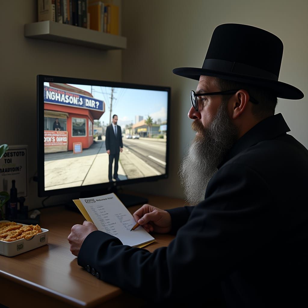 Orthodox Jewish Man Surveys GTA V's Kosher Streets in a Smal...