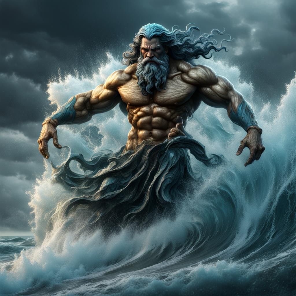 Poseidon Water Elemental in Stormy Seas