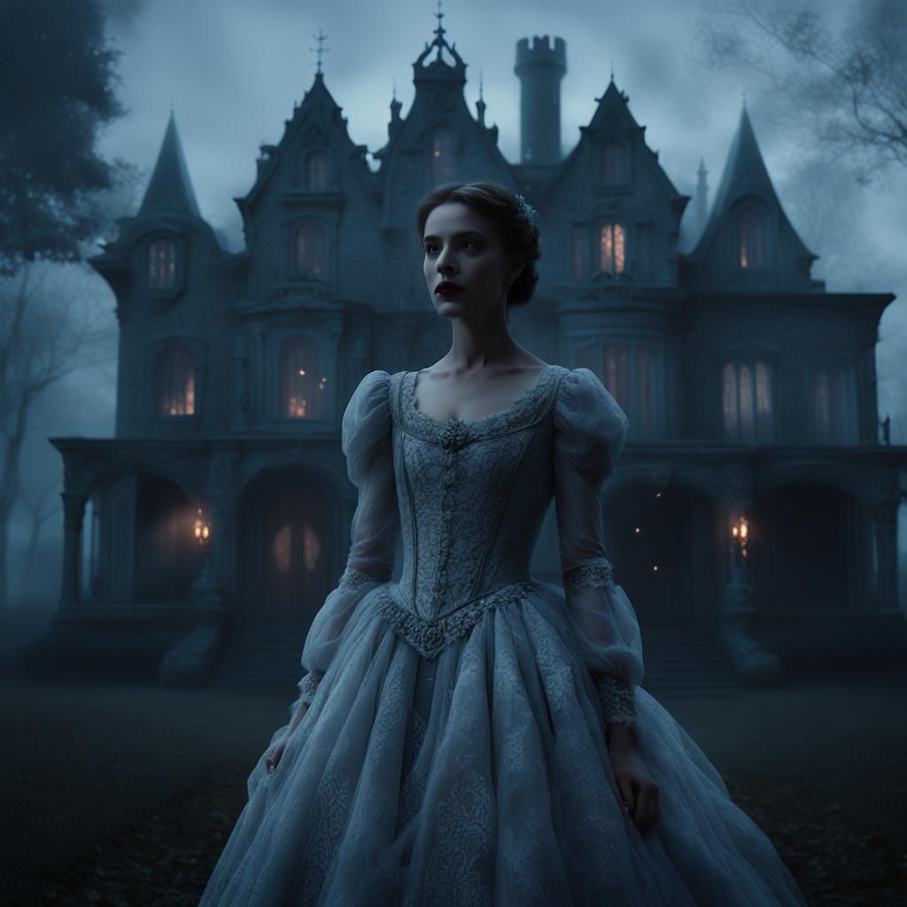 Haunted Gothic Manor with Georgian Princess, Cinematic Still