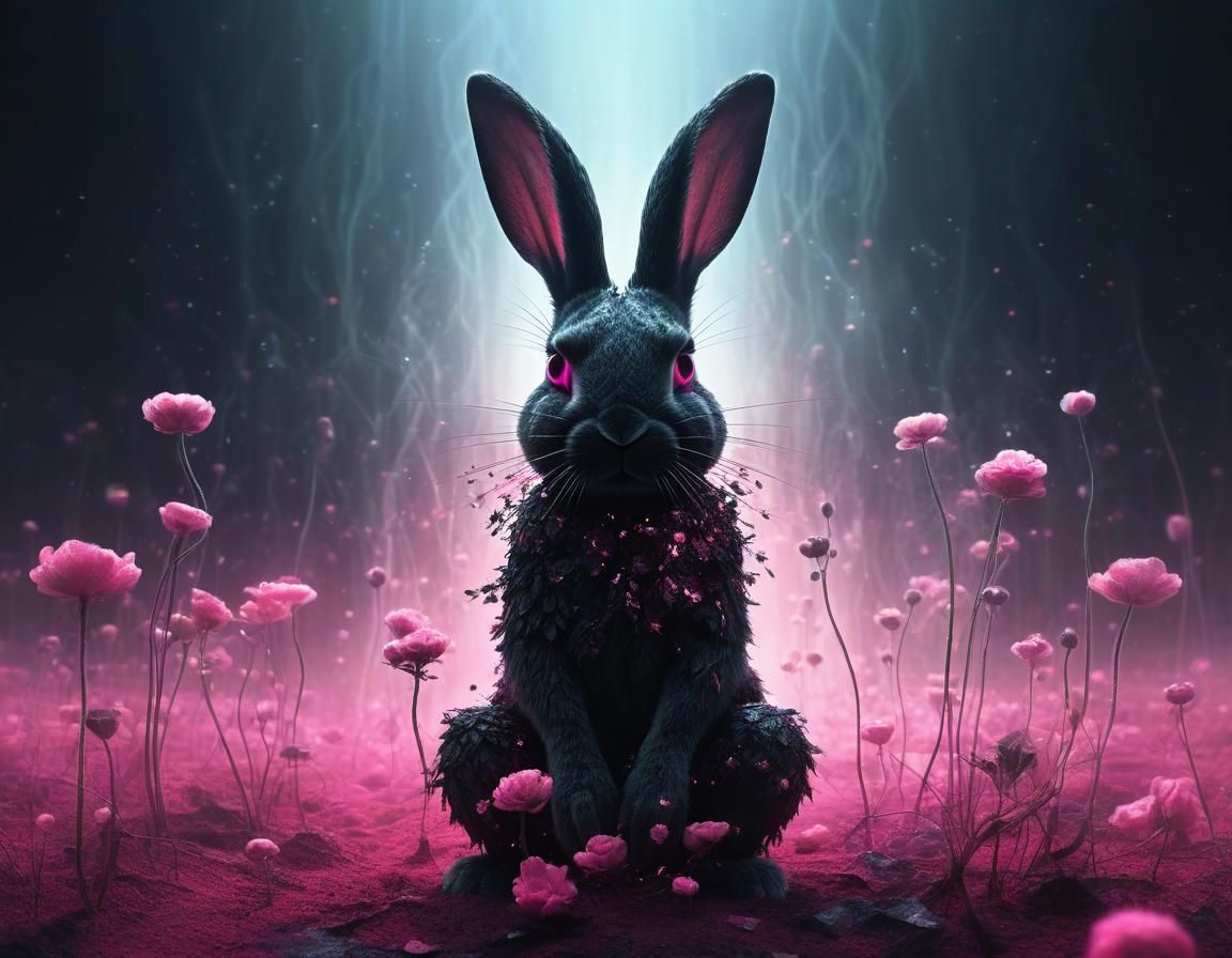 Ethereal Zombie Bunny in Gothic Surrealism