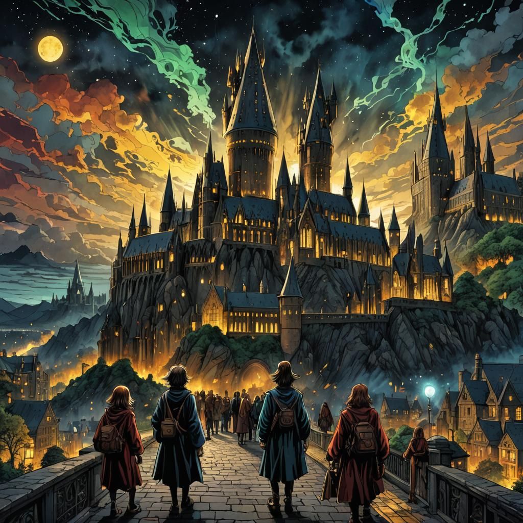 Hogwarts Wizards Back to School: 80s Anime Style