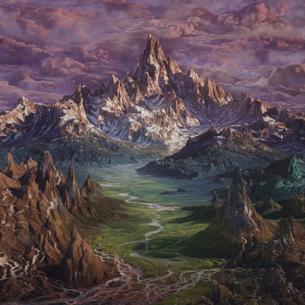 Fantasy Landscape Matte Painting with Purple Sky