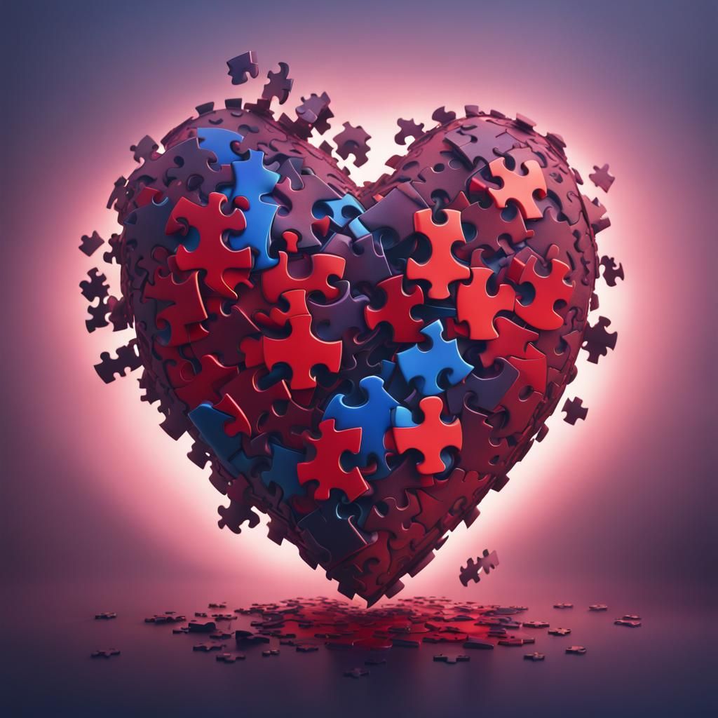 Puzzle Piece Heart: Detailed Fantasy Concept Art