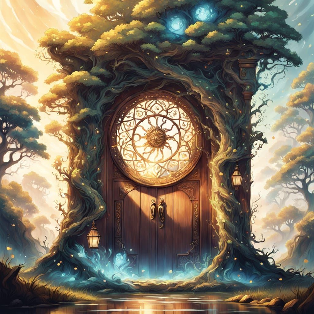 Surreal Floating Door in Dreamlike Fantasy Art