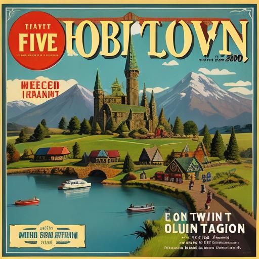 Hobbiton Travel Poster in 1950s Style