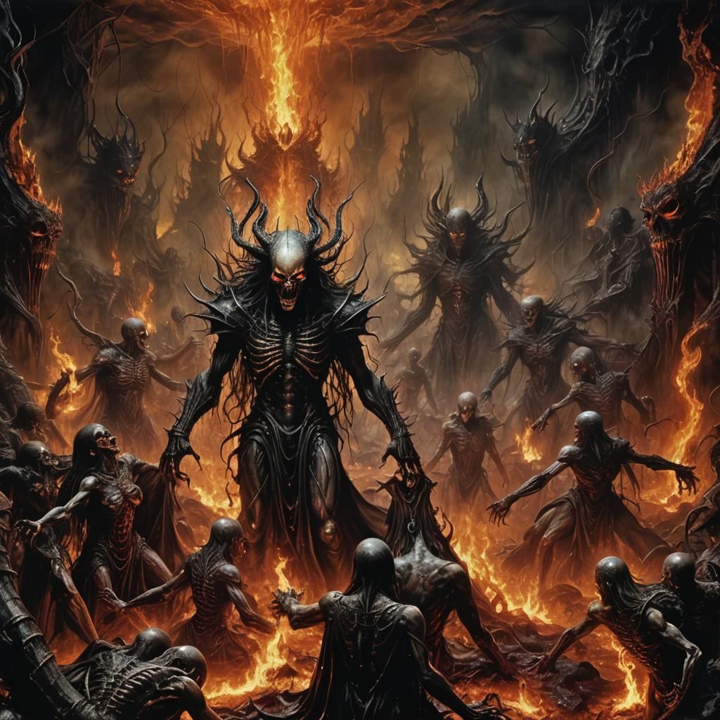 hell eternal flames with suffering souls Luis Royo