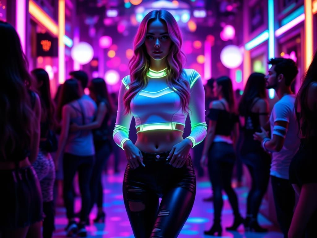 Woman in UV Club Glow