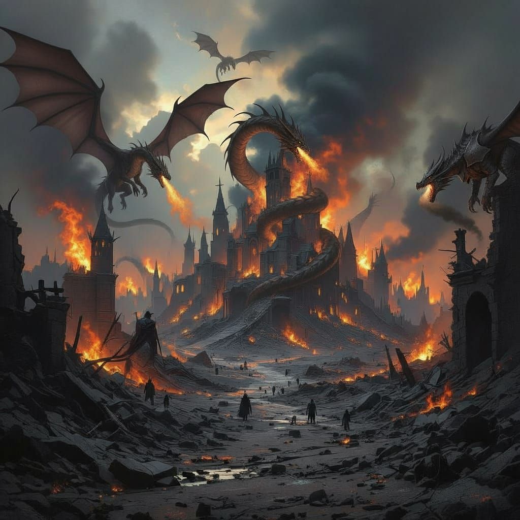 Dragon Army Devastates Burned Town in Fiery Apocalypse