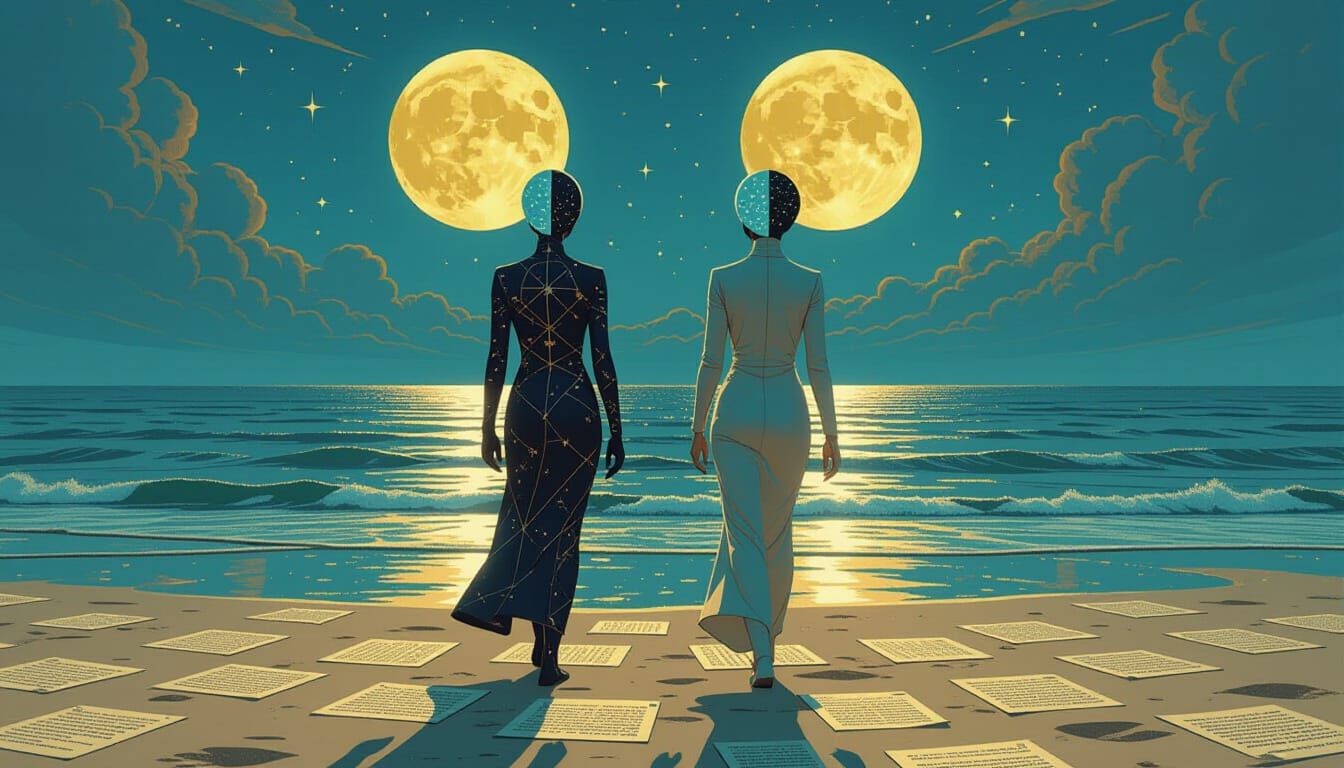 Surreal Beings Walk on Paper Beach