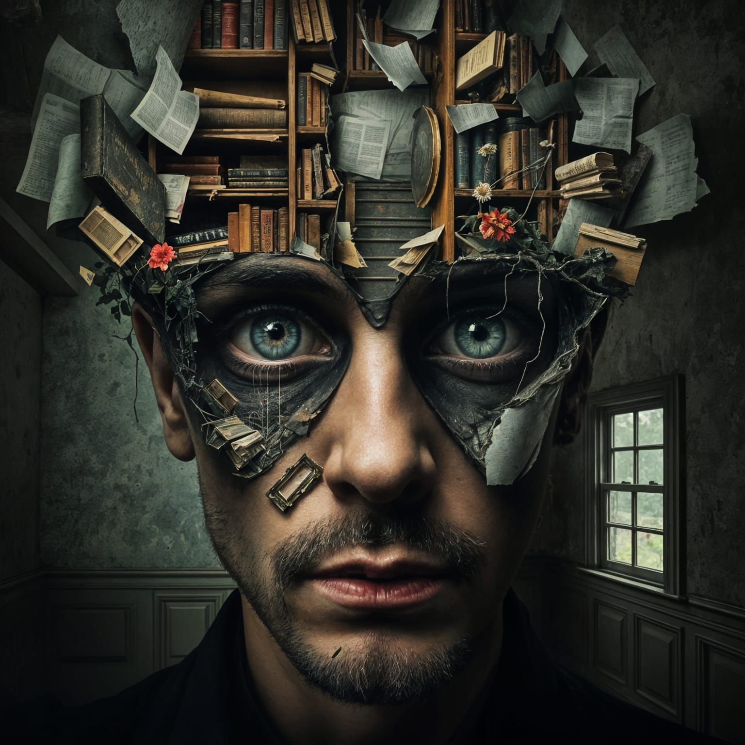 Surreal Portrait of a Mind Unraveling in a Haunting, Abandon...