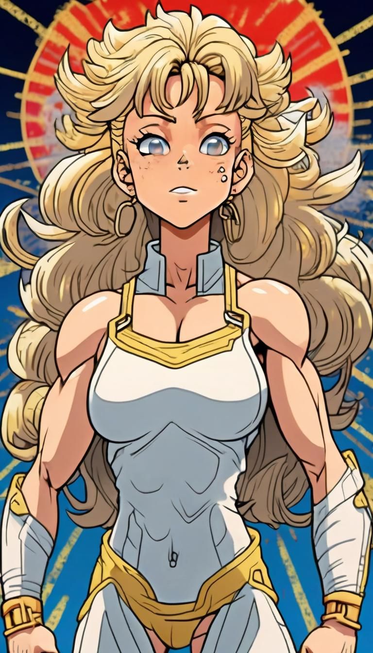 Anime Bodybuilder in Back Alley, Digital Illustration