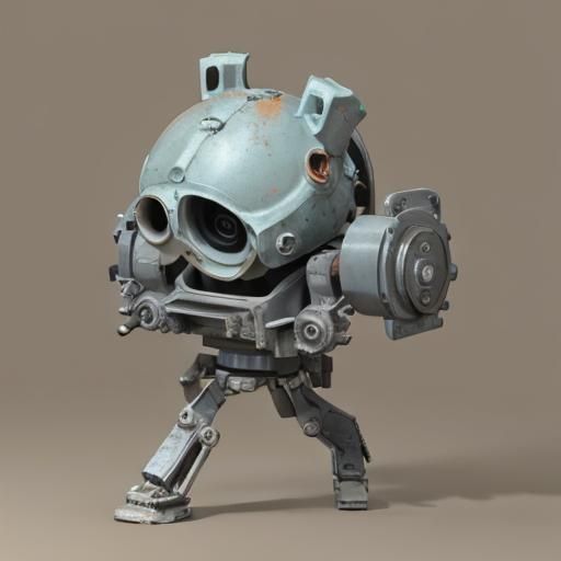 Colorful Vintage Machines in Gritty 3D Diorama