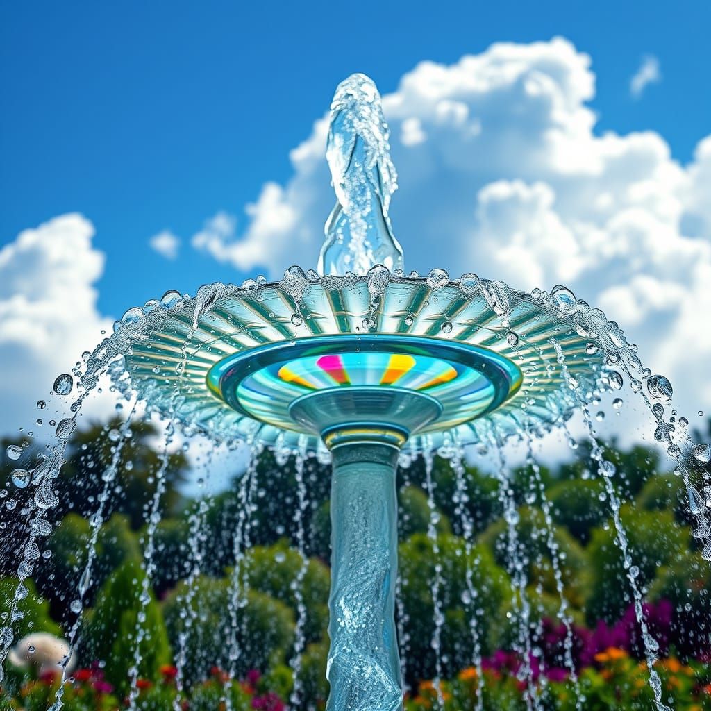 Magnificent Fountain Reflecting Garden, Digital Art