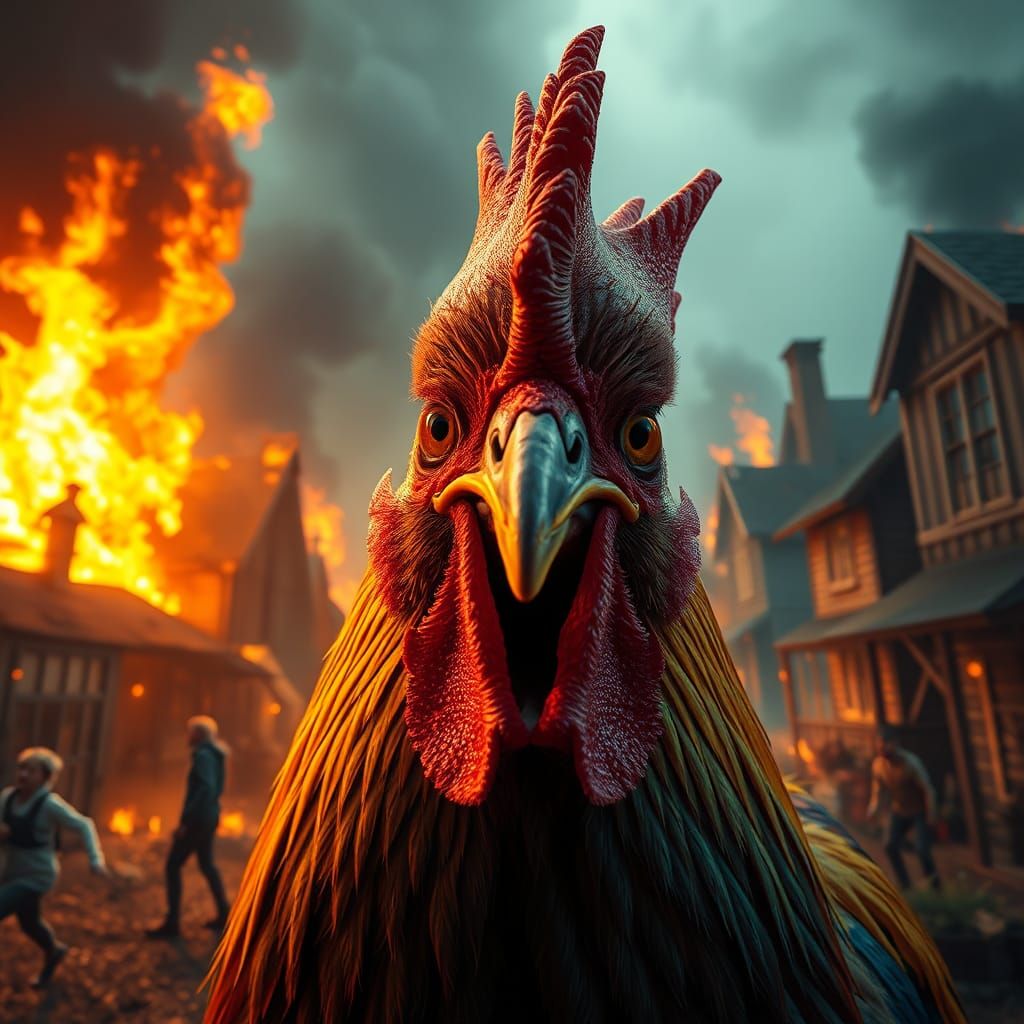 Fiery Chicken: Fantasy Concept Art in 8K
