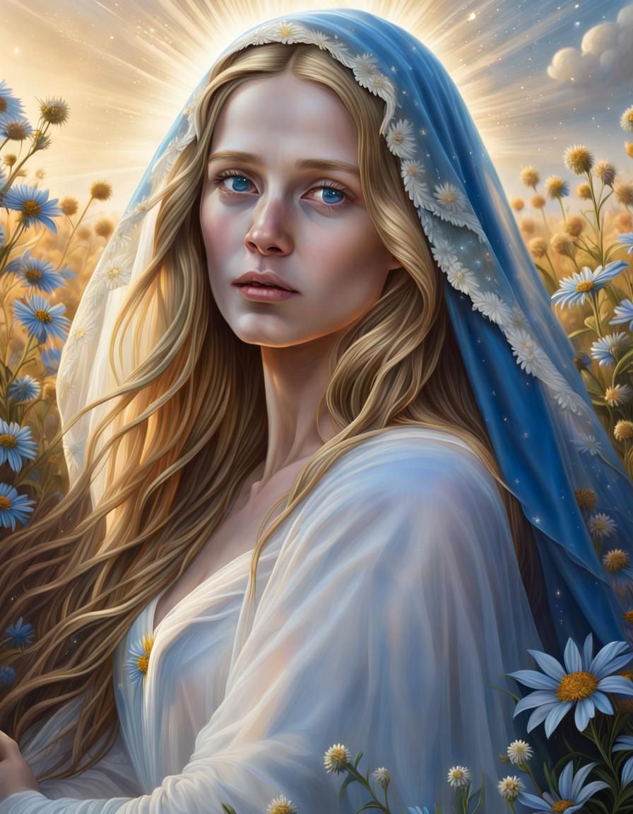 Virgin Mary in Golden Light: Catholic Art