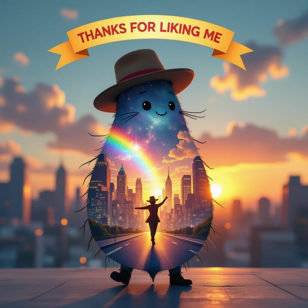 Anthropomorphic Ginseng in Cosmic Cityscape Double Exposure