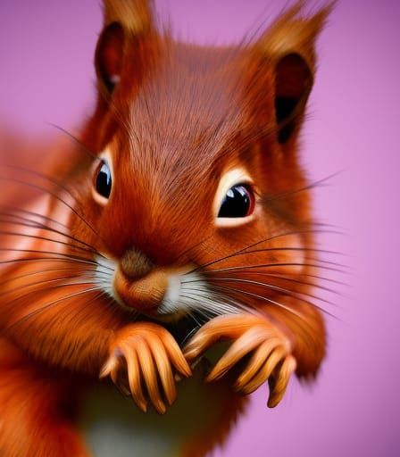 Hyperrealistic Portrait of a Flirty Red Squirrel