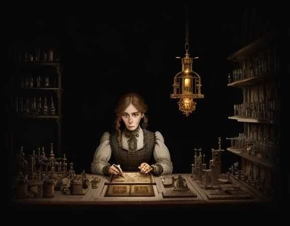 Victorian Anatomist in Steampunk Laboratory Concept Art