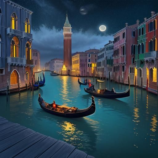 Magical Venice Gondola Ride in Whimsical Utopia