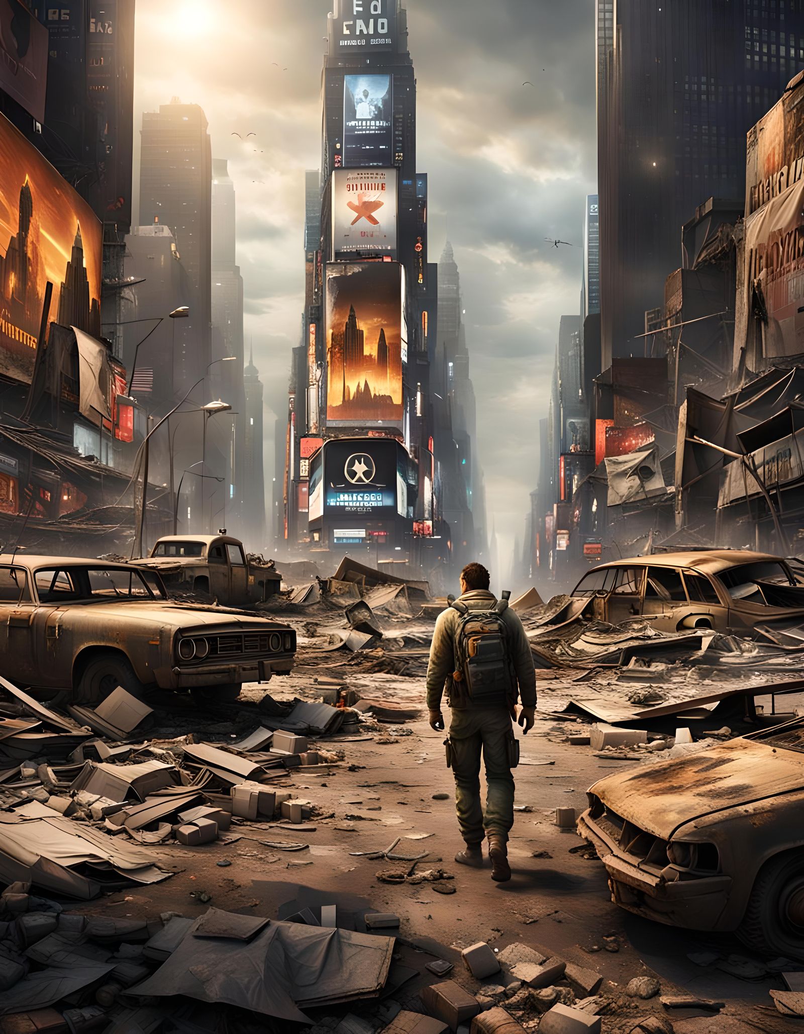 Post-Apocalyptic Times Square After Nuclear Attack