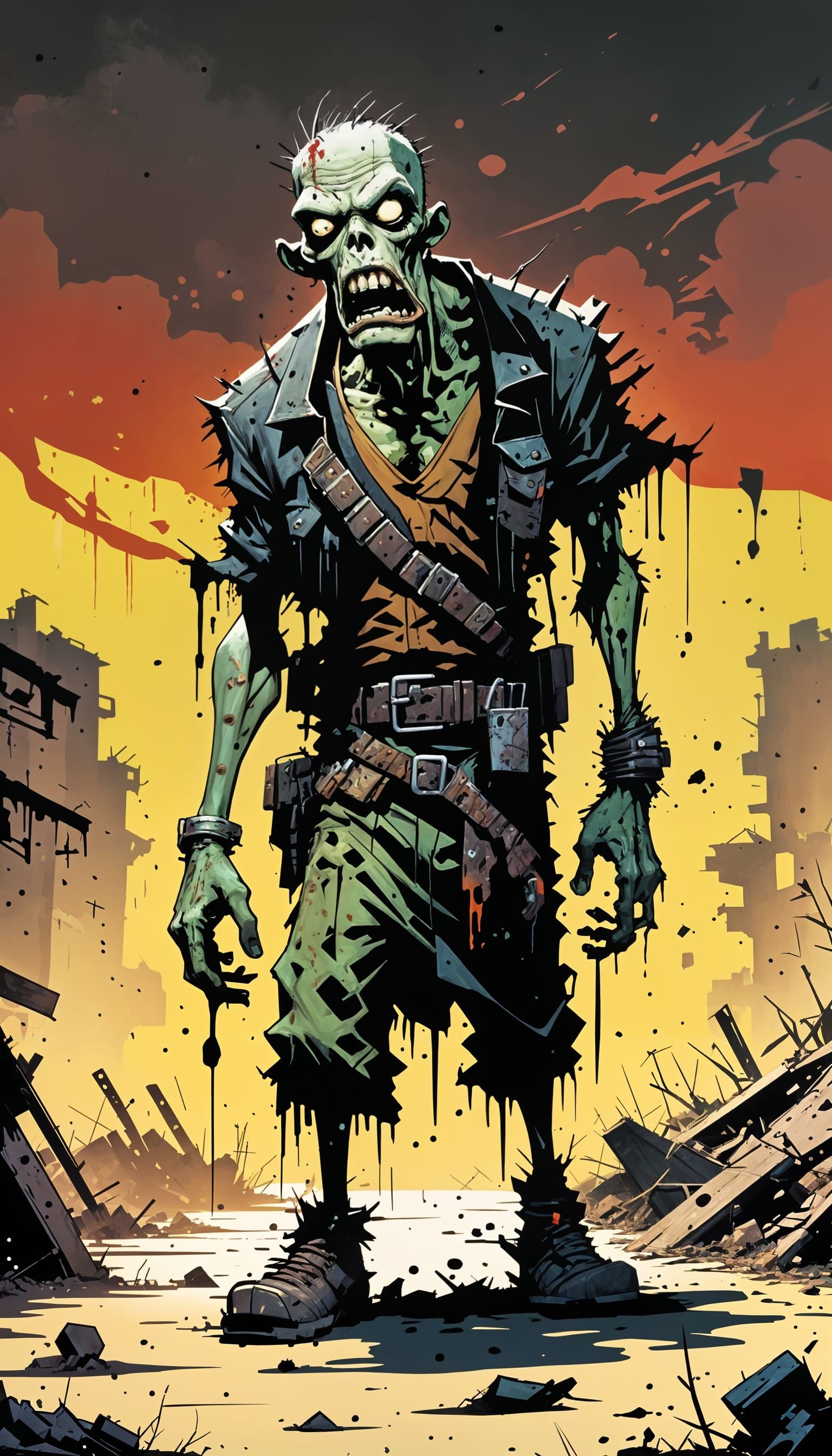 Post-Apocalyptic Zombie Comic in Skottie Young Style