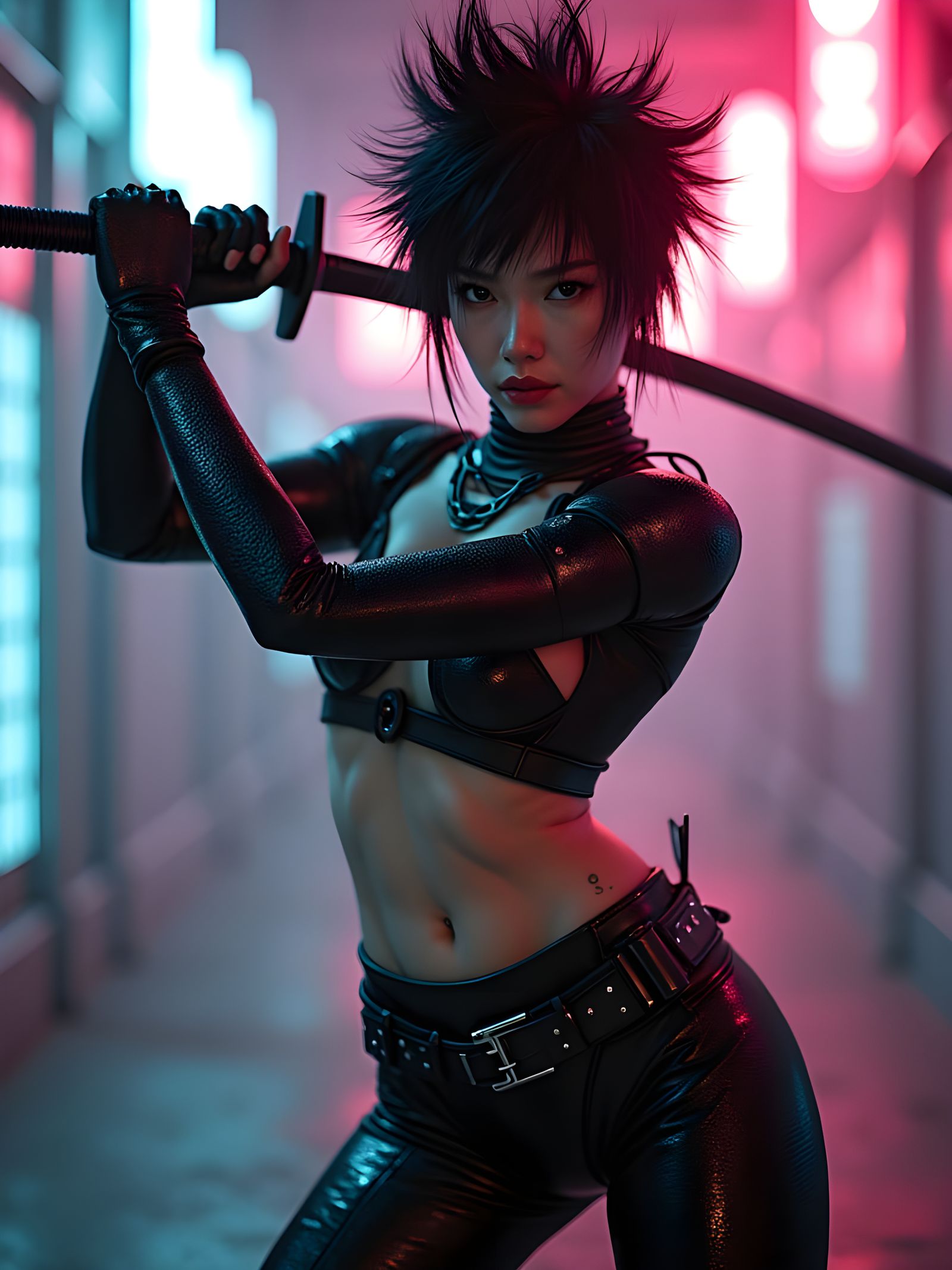 Futuristic Space Samurai Woman in Provocative Armor