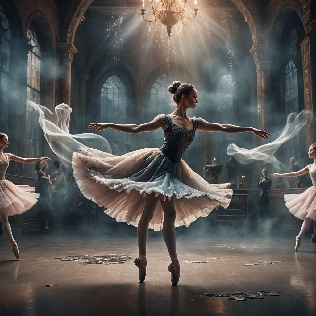 Ballerina's Enchanting Dance with Ghostly Partner